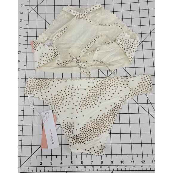 NWT Pilyq S City of Stars Reversible Seamless Hi-Neck Bikini Top & Bottoms 86314 - Picture 5 of 5